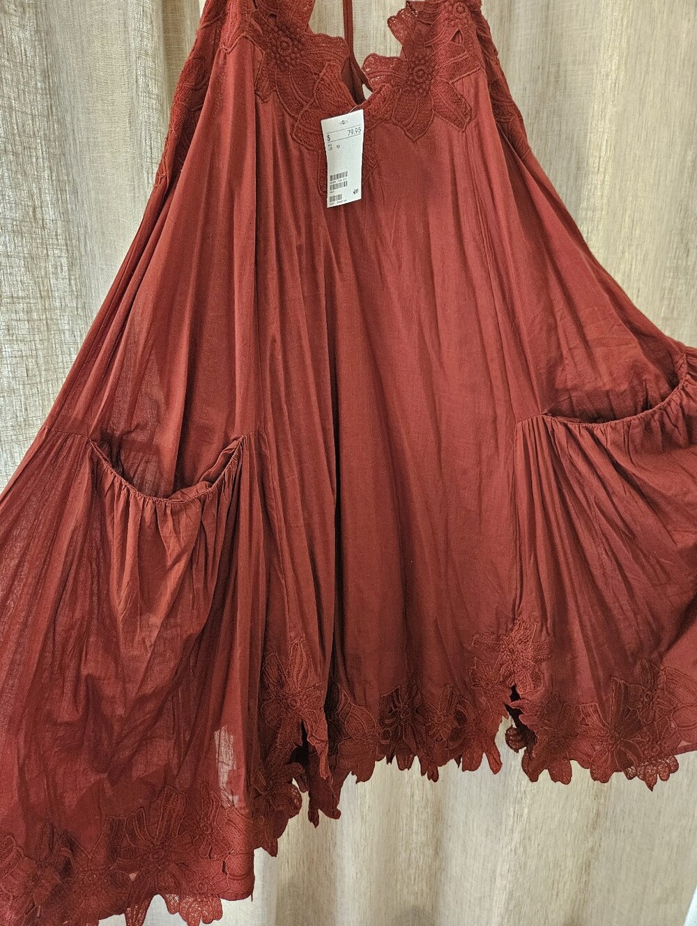H&M Rust Sundress With Applique Flowers NWT - Picture 2 of 11